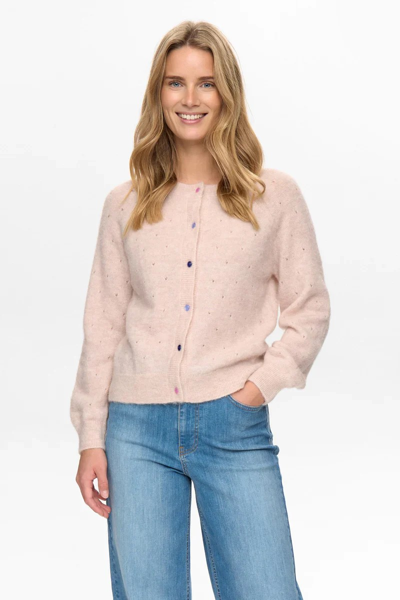 Numph Nurietto Pointelle Pullover in Mushroom