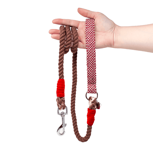 Stocky & Dee Harris Design - Luxury Rope Dog Lead - Rosehip & Dove