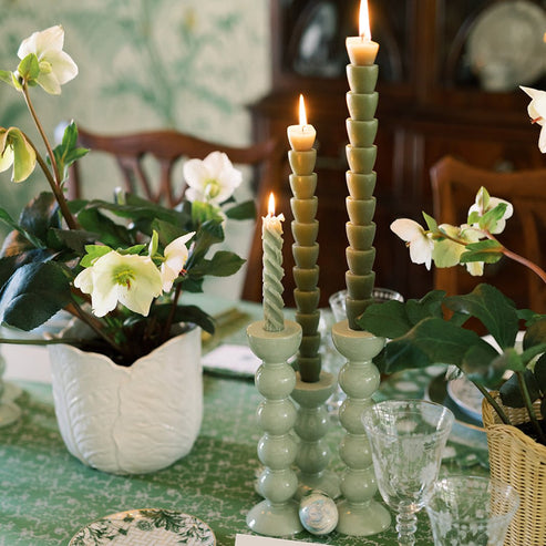 Addison Ross Tall Sage Bobbin Candlestick - 24cm