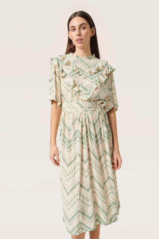 Krista Dress in Sandshell Zig Zag