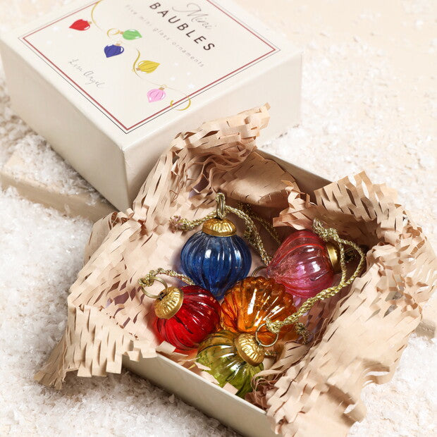 Lisa Angel Set of 5 Multi Bright Glass Mini Baubles