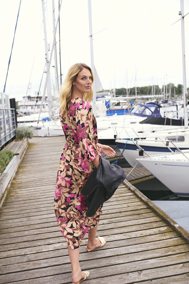 Kaffe Dorita Dress in Shocking Pink Flower Print