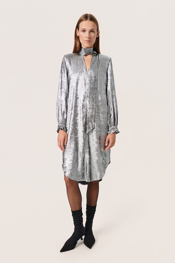 Soaked in Luxury Ronya Dress in Silver Foil