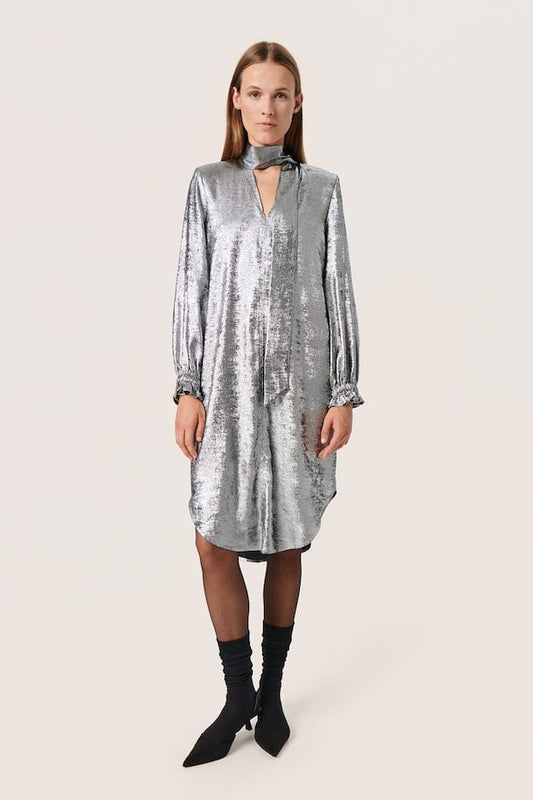 Soaked in Luxury Ronya Dress in Silver Foil