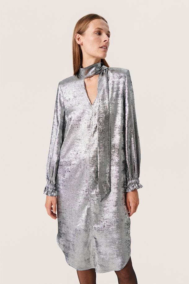 Soaked in Luxury Ronya Dress in Silver Foil