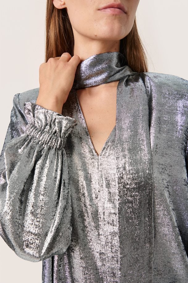 Soaked in Luxury Ronya Dress in Silver Foil
