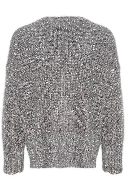 Saint Tropez Halfa Cardigan in Silver in a relaxed fit with a cosy, fluffy surface