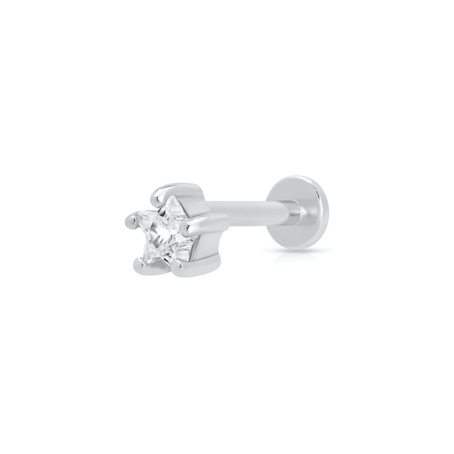 Silver Sparkling Star Single Flat Back Earring
