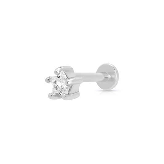 Silver Sparkling Star Single Flat Back Earring