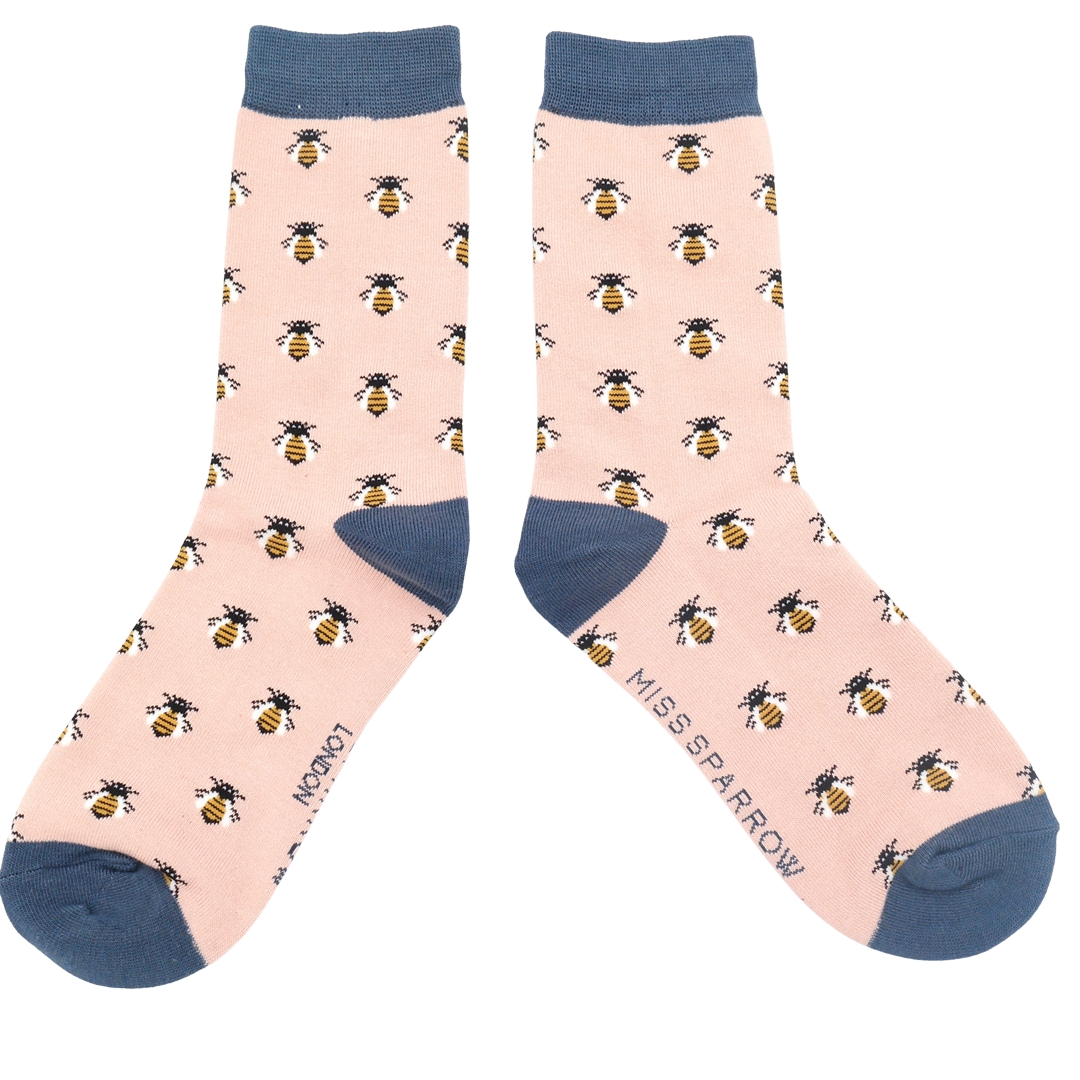 Miss Sparrow Bamboo Honey Bee Socks Dusky Pink