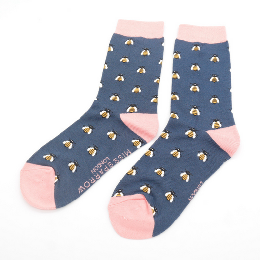 Miss Sparrow Bamboo Honey Bee Socks Navy