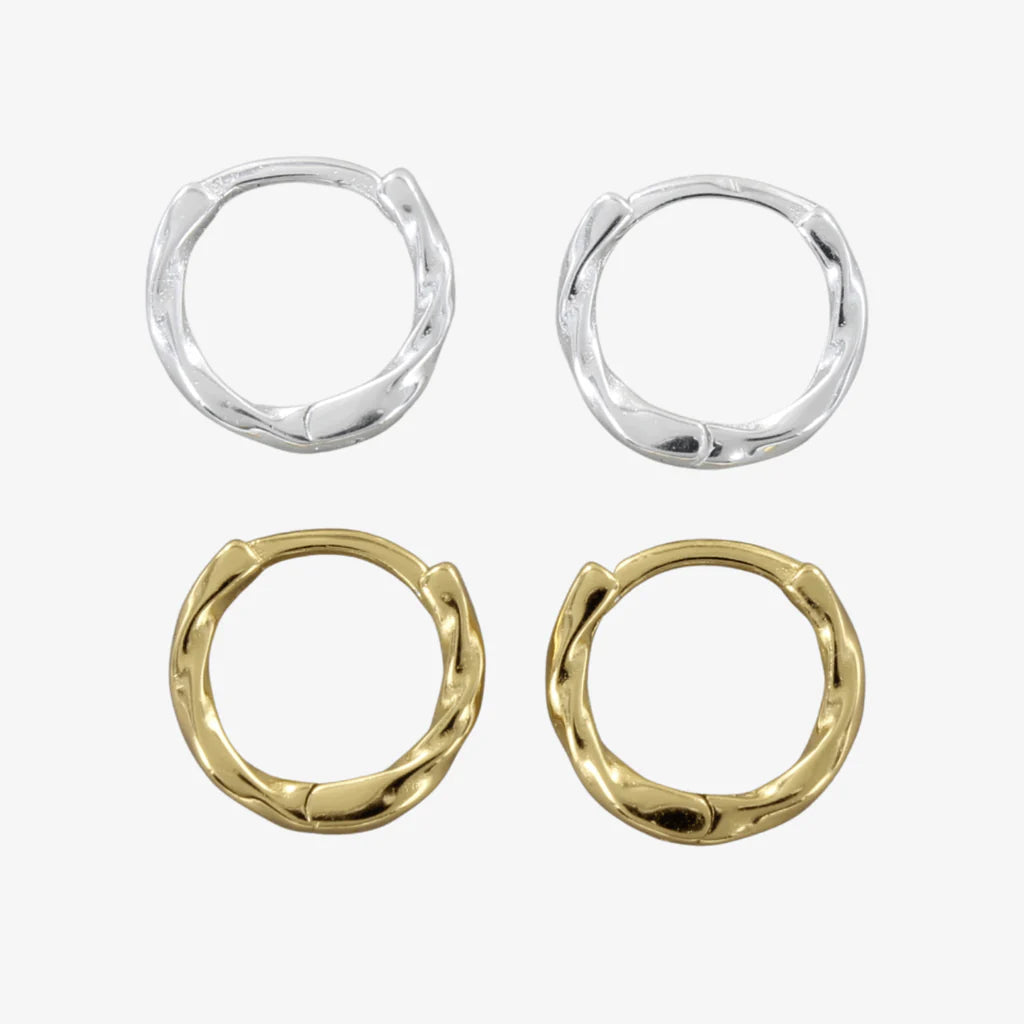 Reeves & Reeves small twisted hoops in gold plate or sterling silver