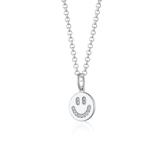 Smiley Face Necklace Silver