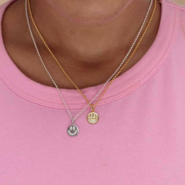 Smiley Face Necklace Silver
