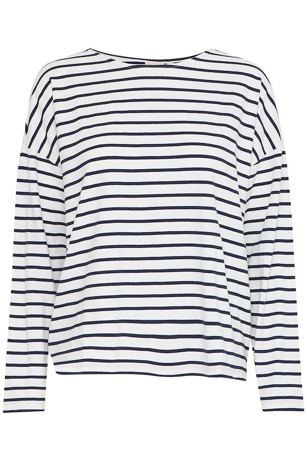 Fransa Siva Tee in Snow White Mix Stripe