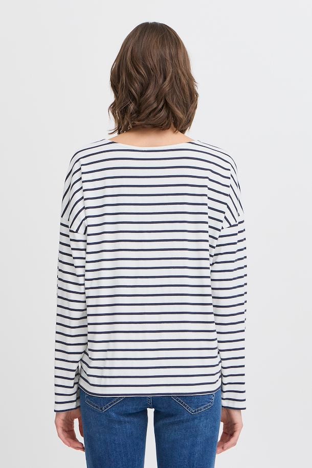 Fransa Siva Tee in Snow White Mix Stripe