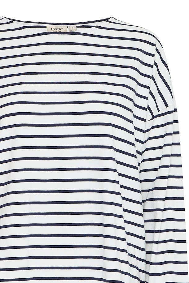 Fransa Siva Tee in Snow White Mix Stripe