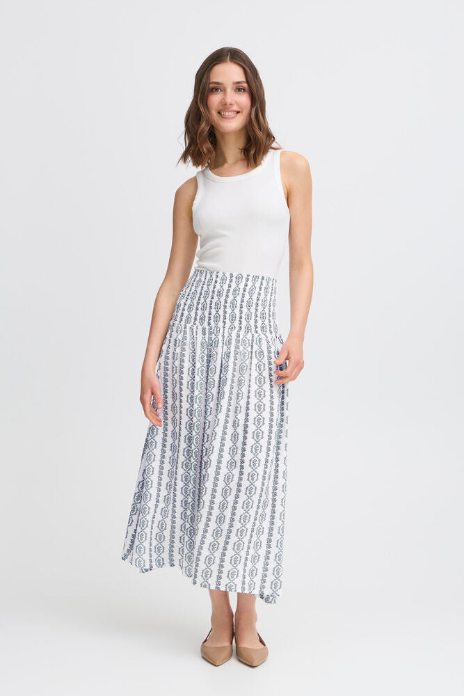 Fransa Sophia Skirt in Blue Art
