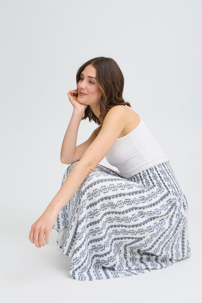 Fransa Sophia Skirt in Blue Art