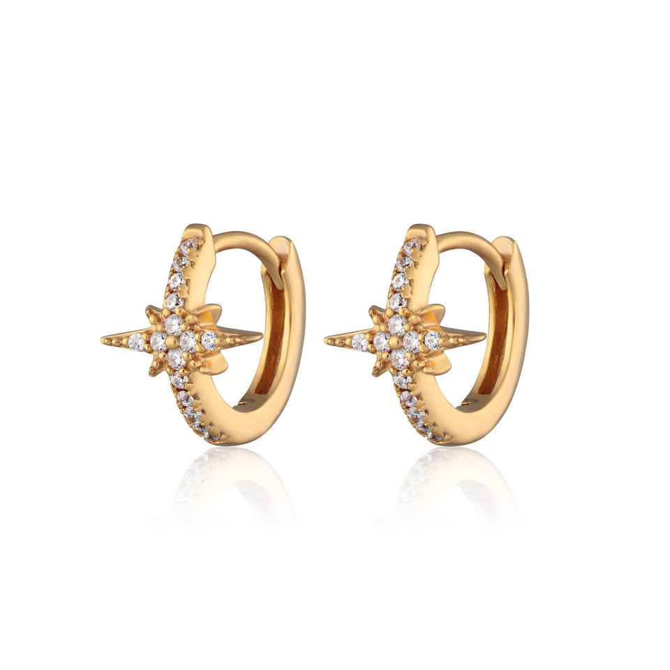 Starburst Huggie Earrings - Gold