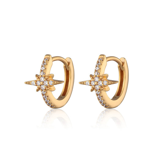 Starburst Huggie Earrings - Gold