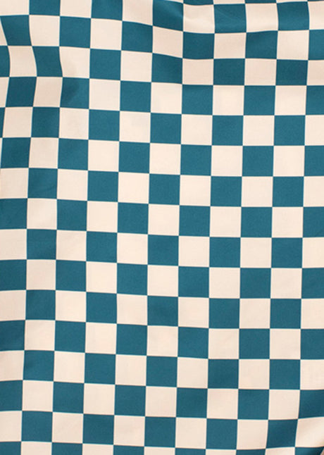 Kind Bag Checkerboard Teal & Beige Medium Reusable Bag