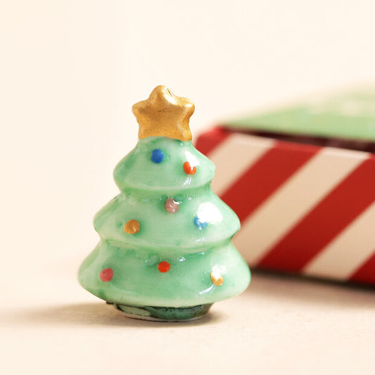 Tiny Matchbox Ceramic Christmas Tree Token