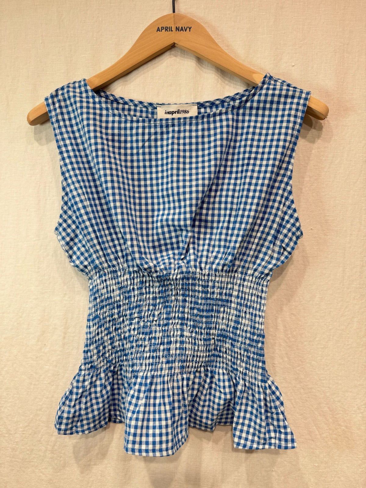 Trinnie Sleeveless Gingham Blue Top