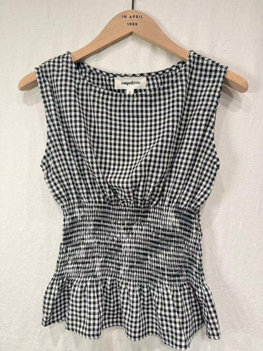 Trinnie Sleeveless Gingham Black