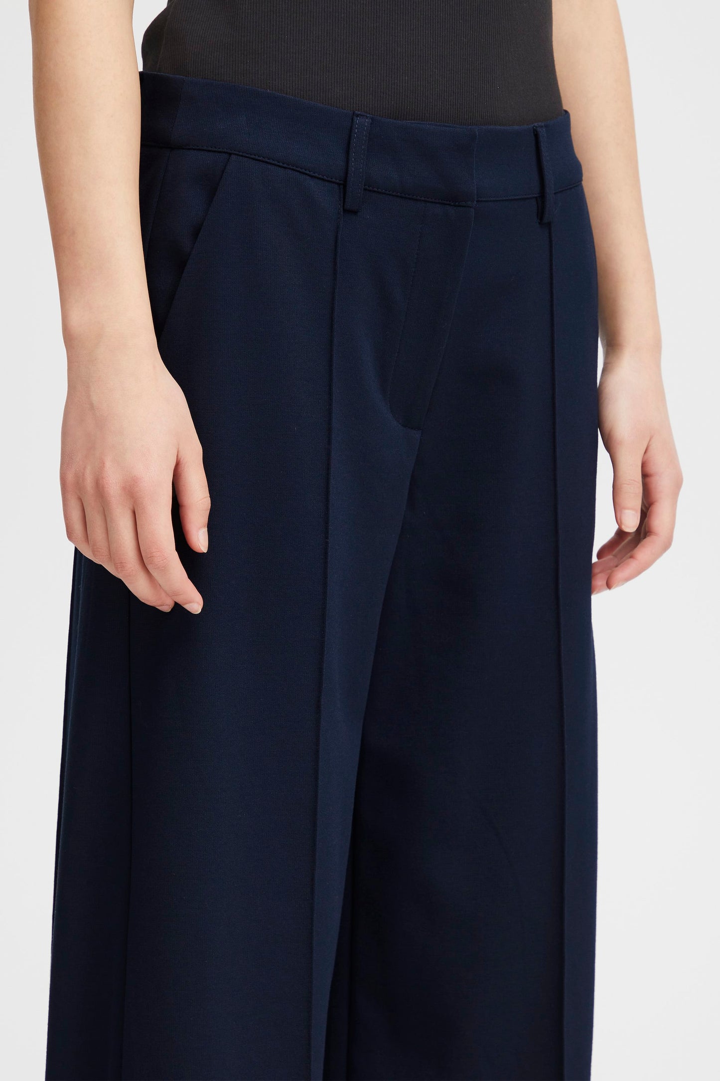 ICHI Kate Office Wide Long Pants in Total Eclipse