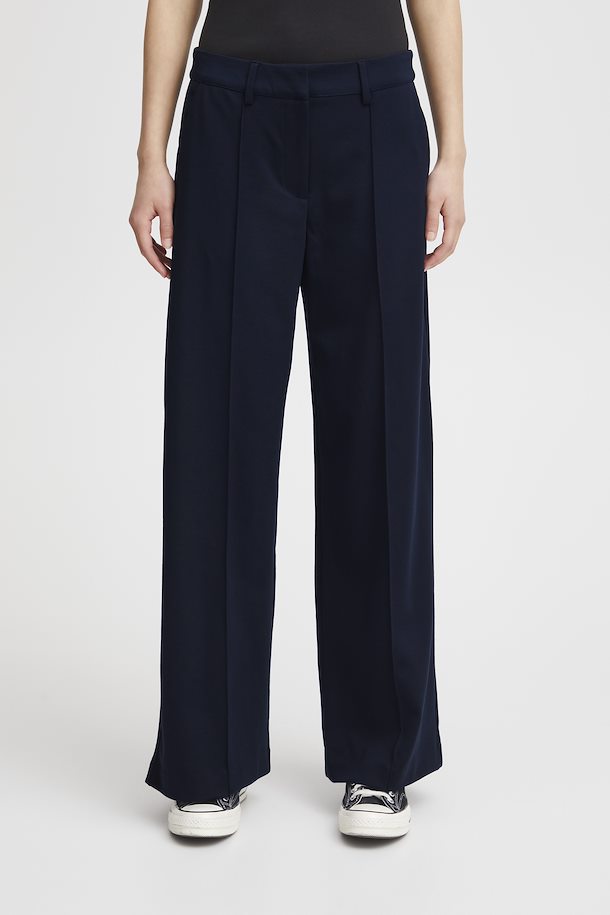 ICHI Kate Office Wide Long Pants in Total Eclipse