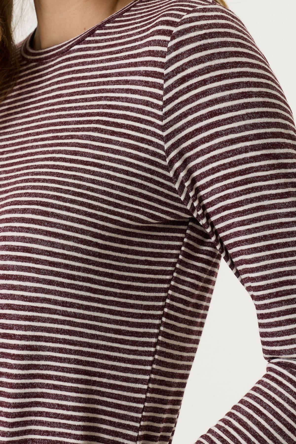 Garcia Long Sleeved Striped Tee in Rosewood