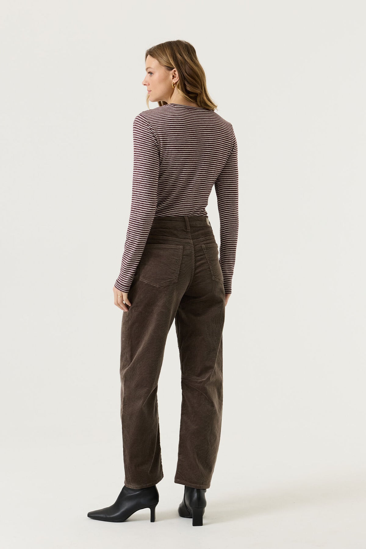 Garcia Long Sleeved Striped Tee in Rosewood