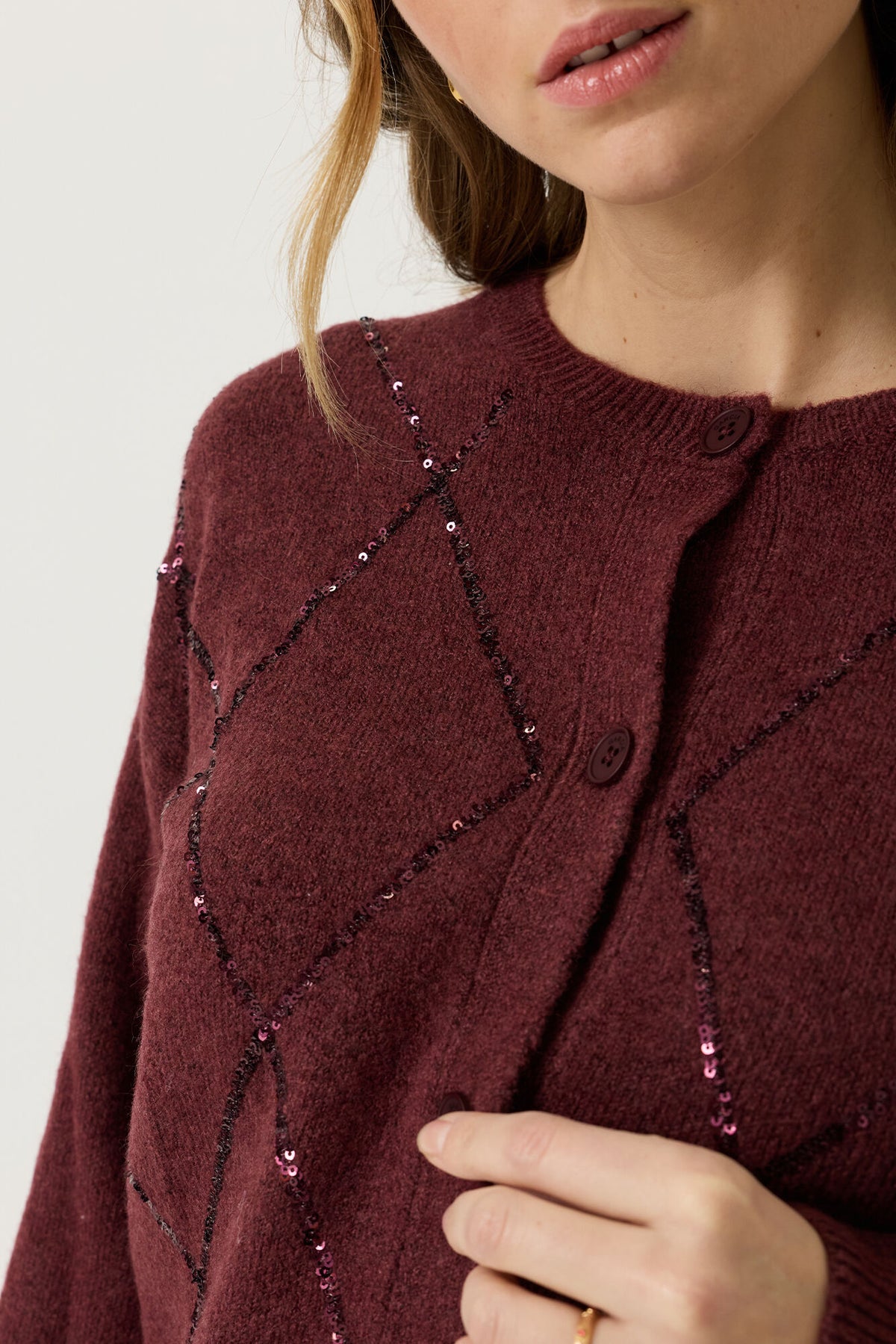 Garcia Bordeaux Red Cardigan