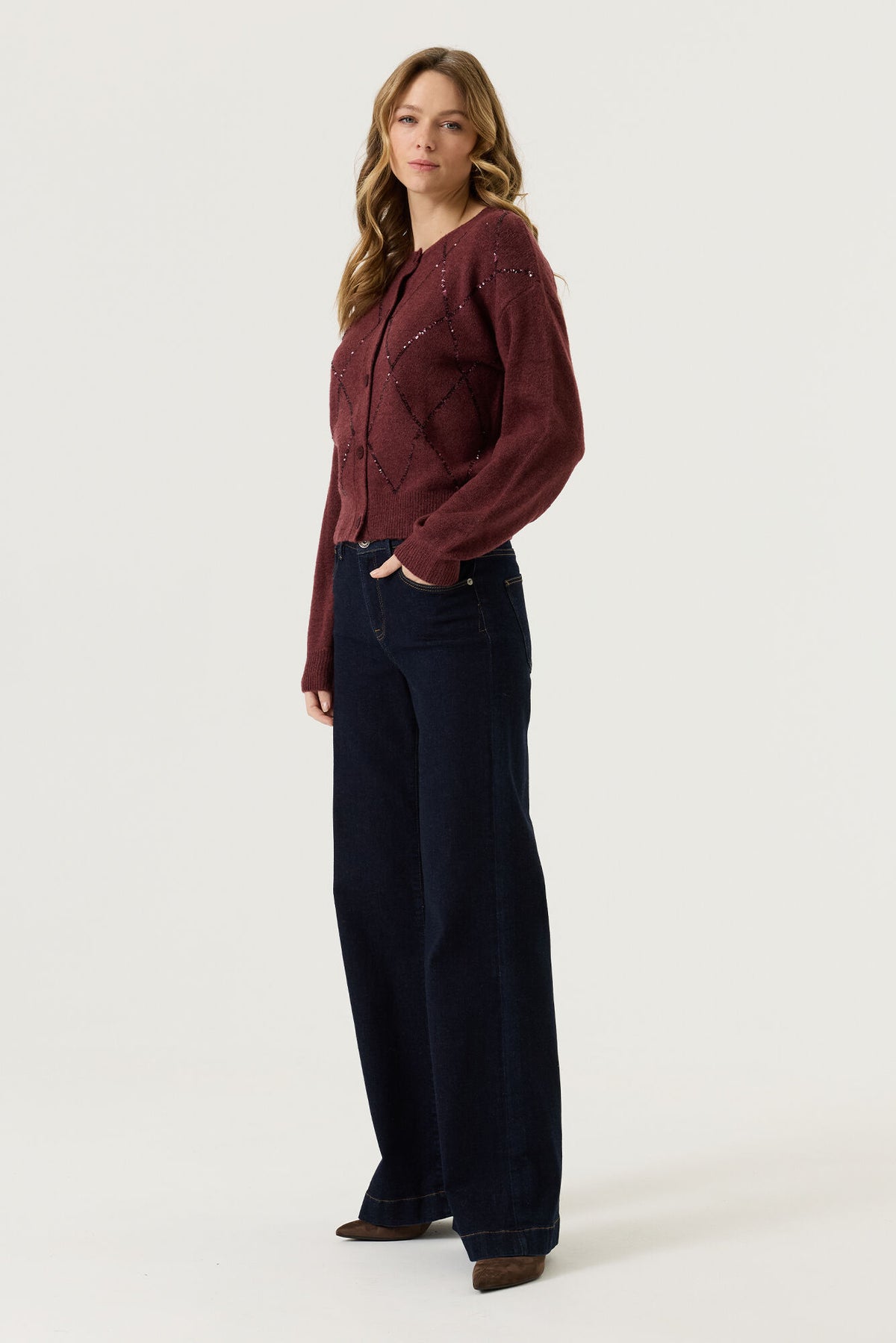 Garcia Bordeaux Red Cardigan