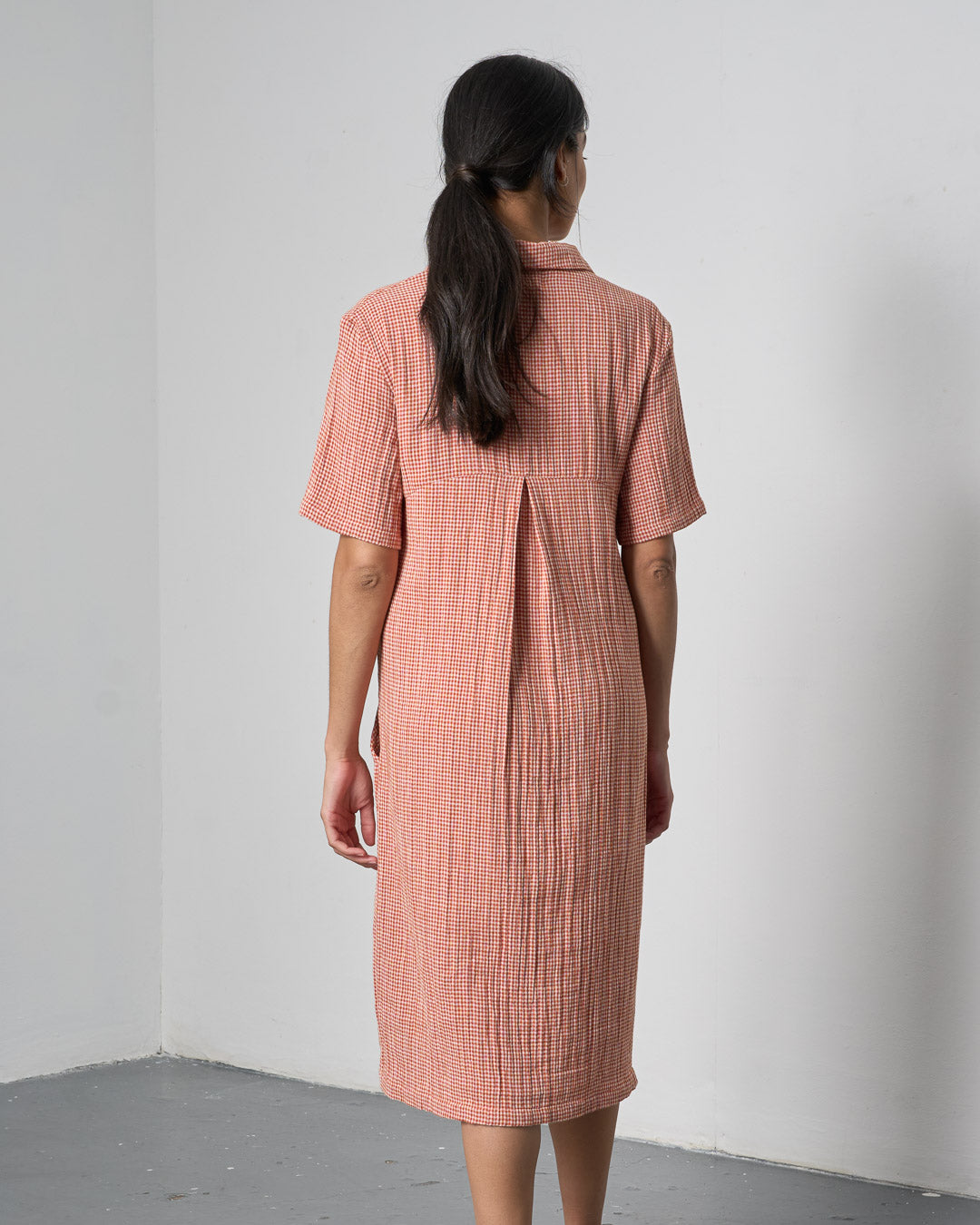 Bibico Alexa Shirt Dress in Rust Check