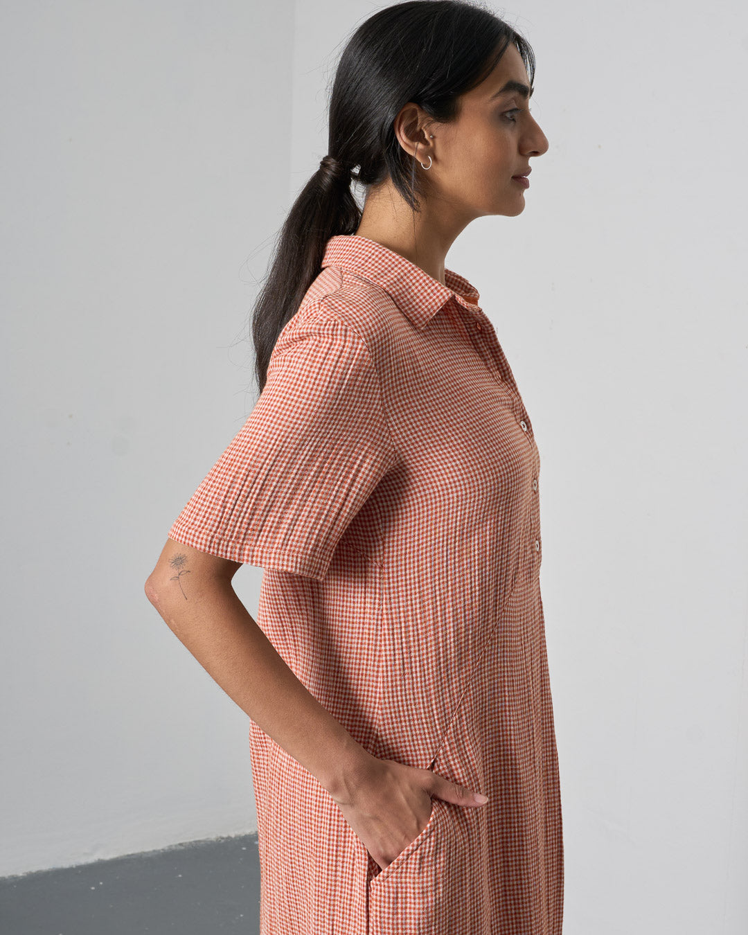 Bibico Alexa Shirt Dress in Rust Check
