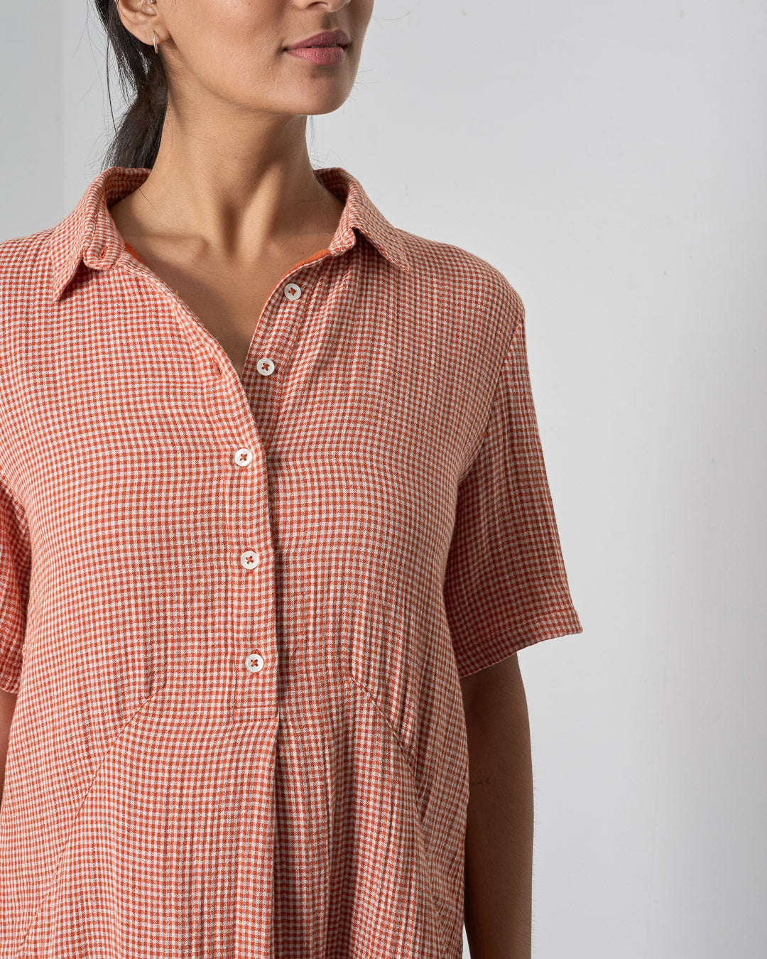 Bibico Alexa Shirt Dress in Rust Check