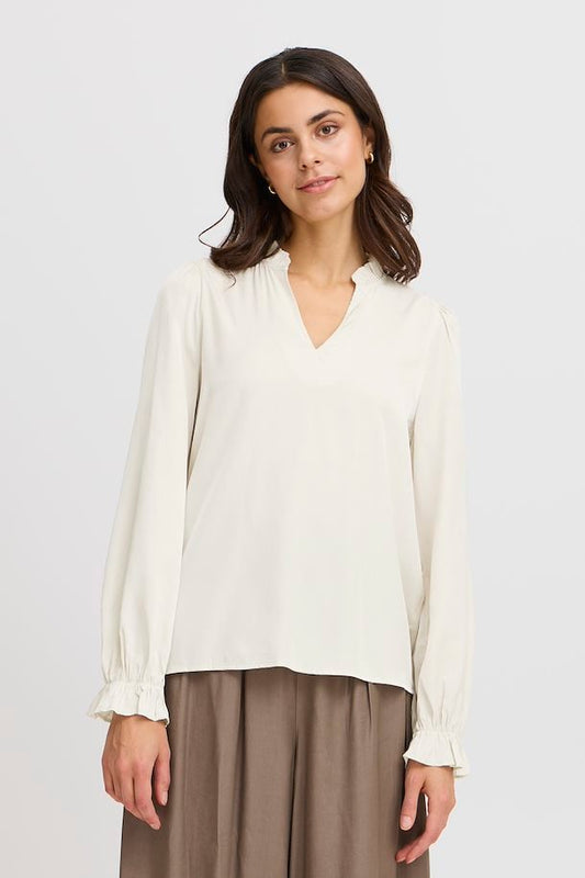 Fransa Diana Blouse in Whisper White