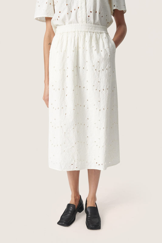 Soaked in Luxury Kiara Skirt in broidery anglais e cotton fabricWhisper White