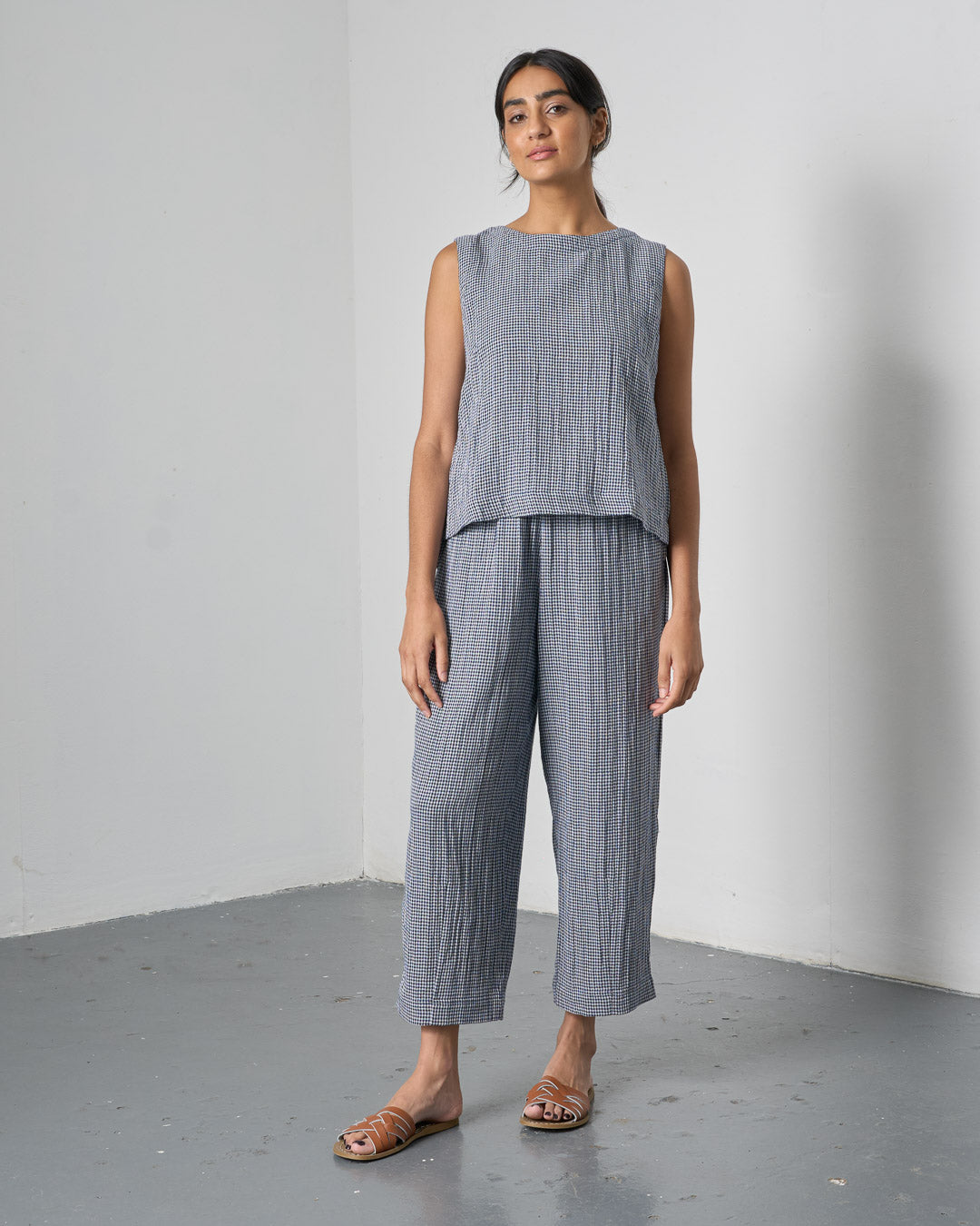 Bibico Pippa Blouse in Navy Check