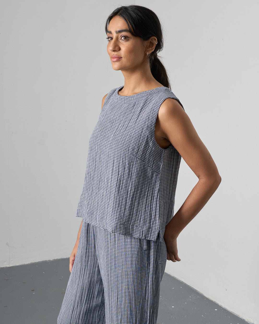Bibico Pippa Blouse in Navy Check