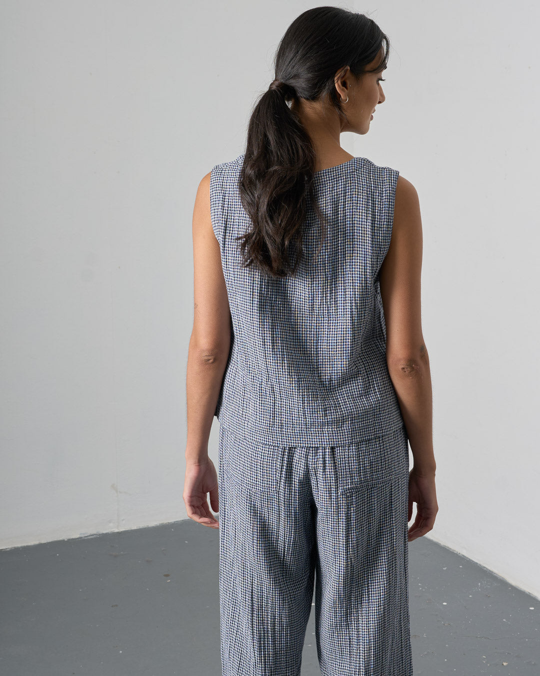 Bibico Pippa Blouse in Navy Check