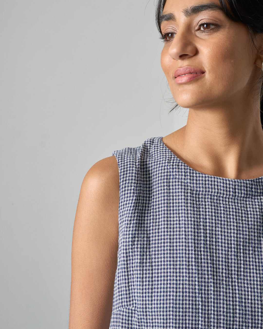 Bibico Pippa Blouse in Navy Check