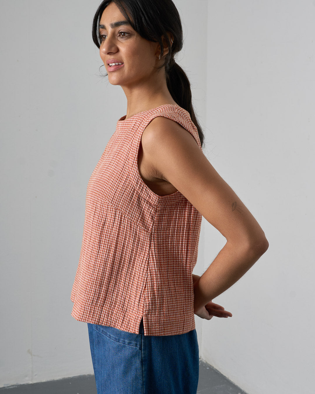 Bibico Pippa Blouse in Rust Check