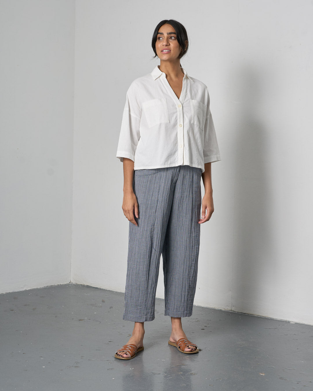 Bibico Lorren Trousers in Navy Check