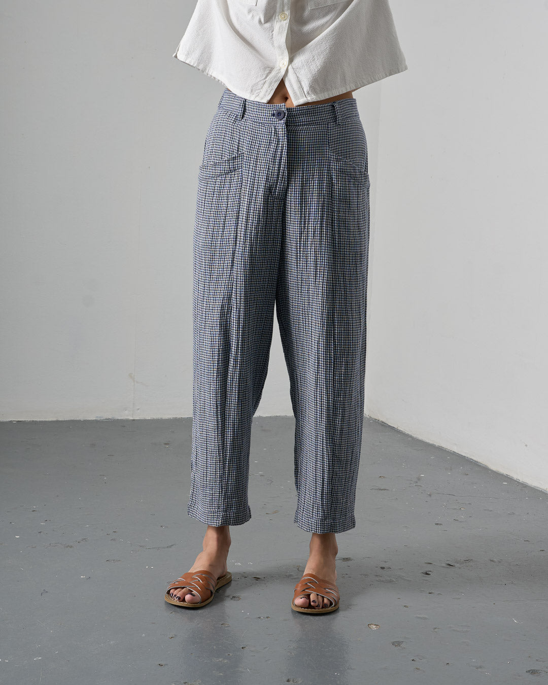Bibico Lorren Trousers in Navy Check