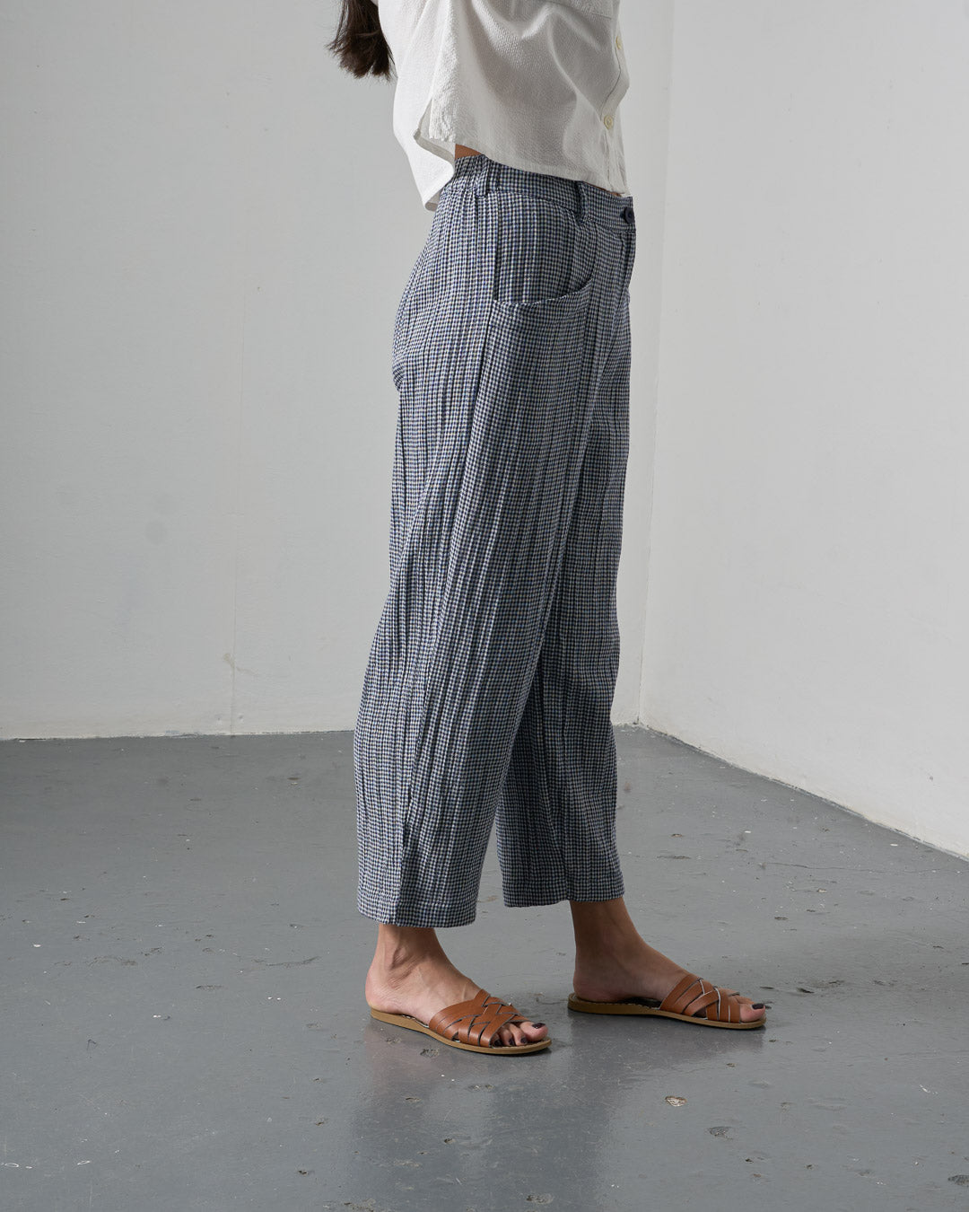 Bibico Lorren Trousers in Navy Check