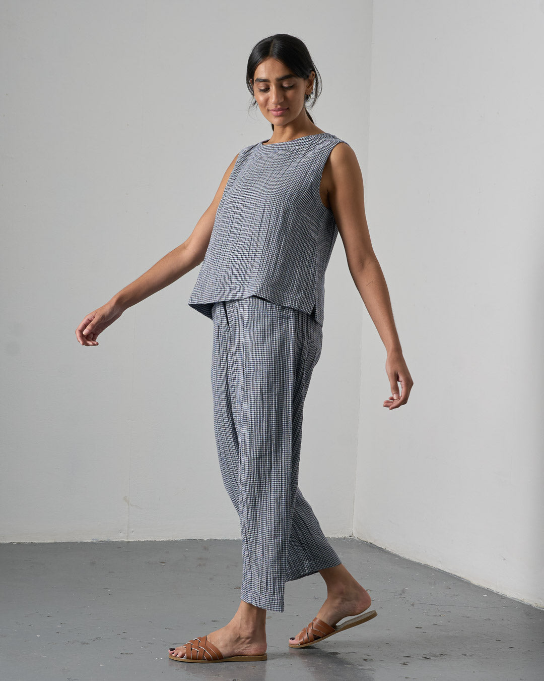 Bibico Lorren Trousers in Navy Check