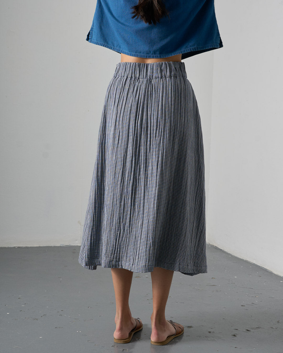 Bibico Wander Midi skirt in Navy Check